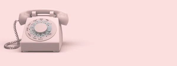 Telefon vintage på rosa bakgrund. 3D-rendering — Stockfoto