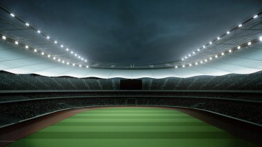 stadyum taraftar maçtan önceki gece ile. 3D render