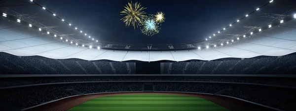 Stadion mit Fans in der Nacht vor dem Spiel. 3D-Darstellung — Stockfoto