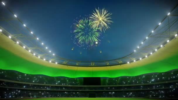 Stadium i ljus med fyrverkerier. loop kan. 3D-rendering — Stockvideo