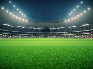 Картина, постер, плакат, фотообои "стадион с болельщиками в ночь перед матчем. 3d-рендеринг
", артикул 118508782