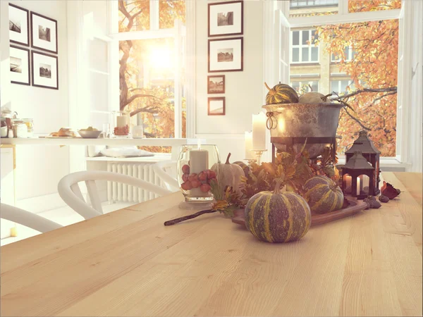 Cocina nórdica en un apartamento. Representación 3D. concepto de acción de gracias . — Foto de Stock