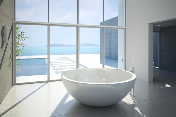 View of a spacious and elegant bathroom in an apartment. 3d rendering — Stock Photo, Image