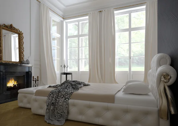 Modern lüks yatak odası iç. 3D render — Stok fotoğraf