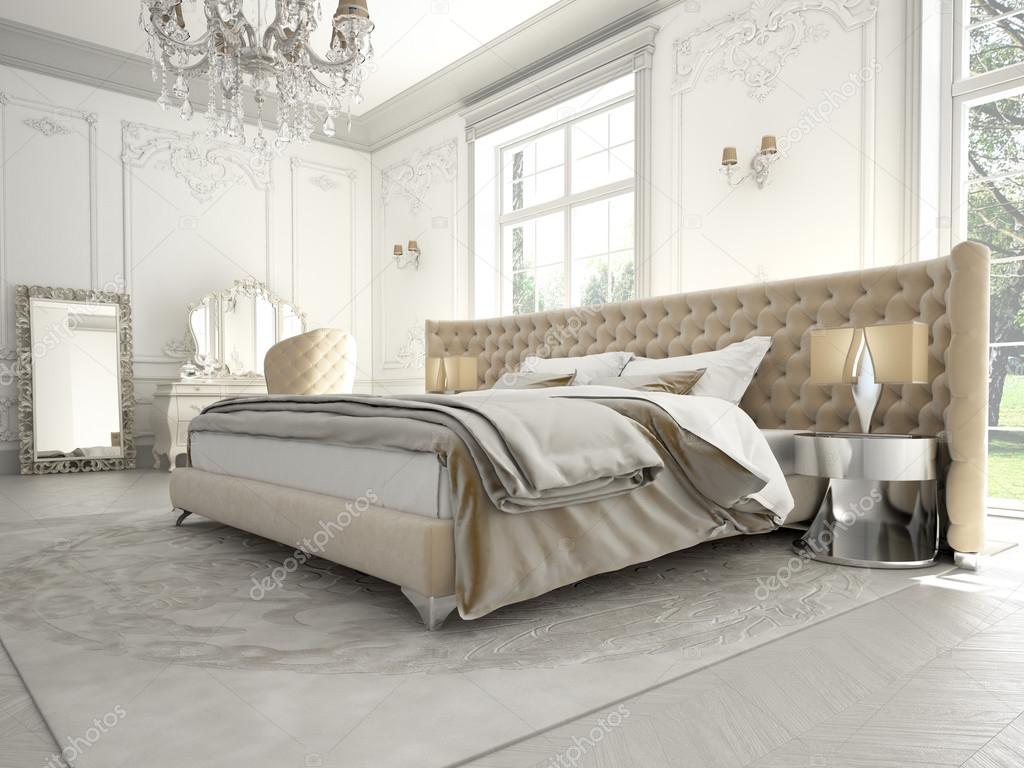 Interior of a classic style bedroom in luxury villa. 3d rendering