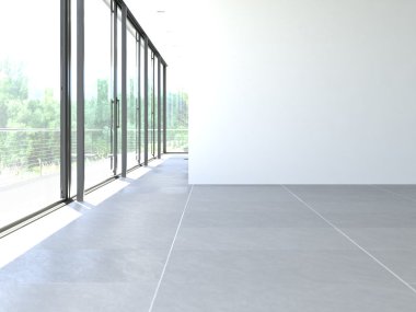 Klasik beyaz oda pencere ve view.3d işleme