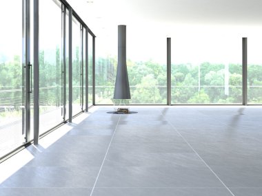 Klasik beyaz oda pencere ve view.3d işleme