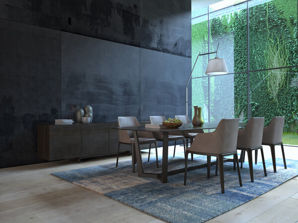 Современный дизайн Белой столовой Внутренняя архитектура. 3d-рендеринг
