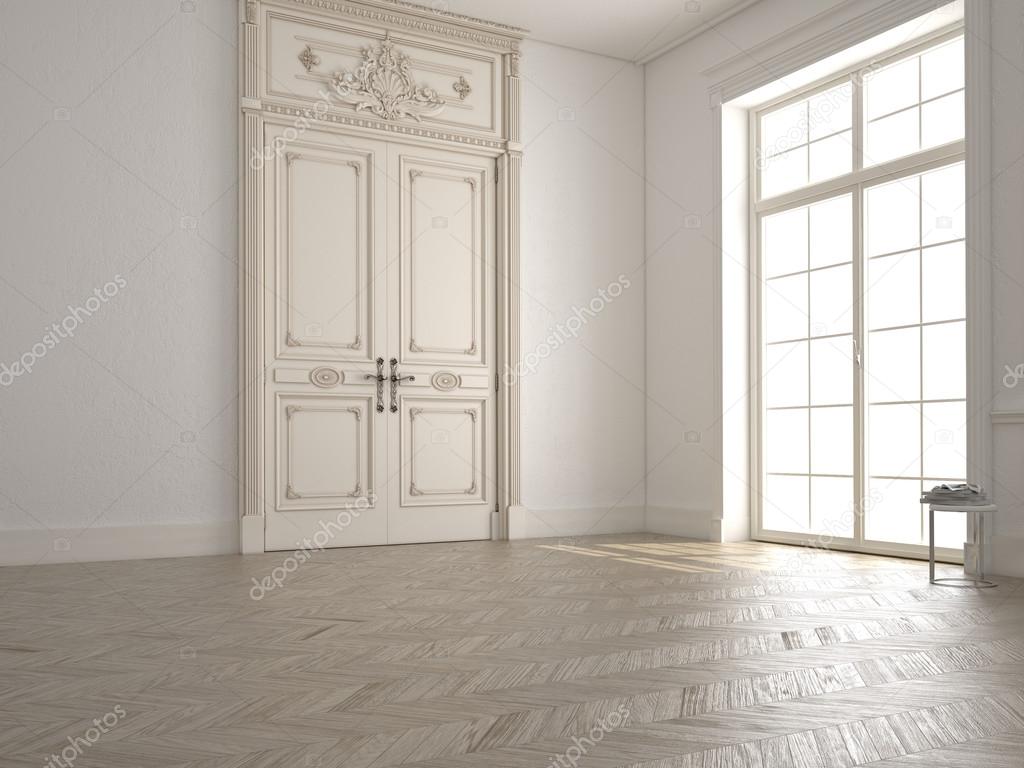 classic white room with window and a view.3d rendering