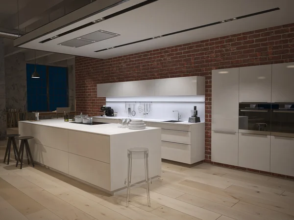 Cocina con mueble de madera de caoba — Fotos de Stock © lmphot #8694525