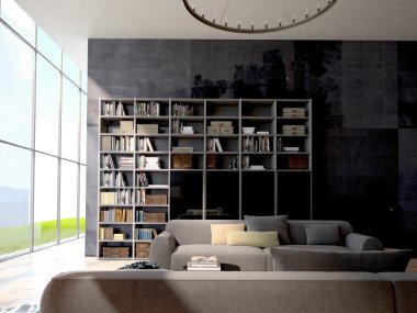 Loft daire iç. 3D render
