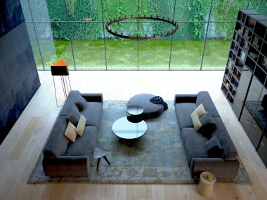 Loft daire iç. 3D render