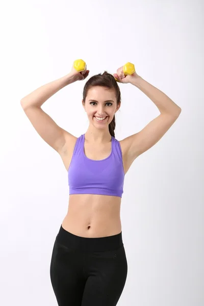 Beautiful brunette during fitness exercise — Stock Photo, Image