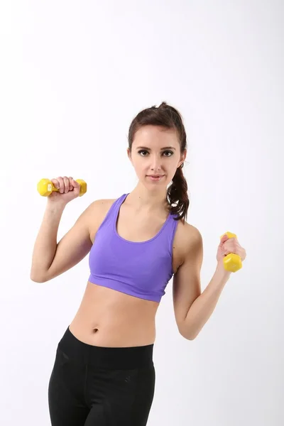 Beautiful brunette during fitness exercise — Stock Photo, Image