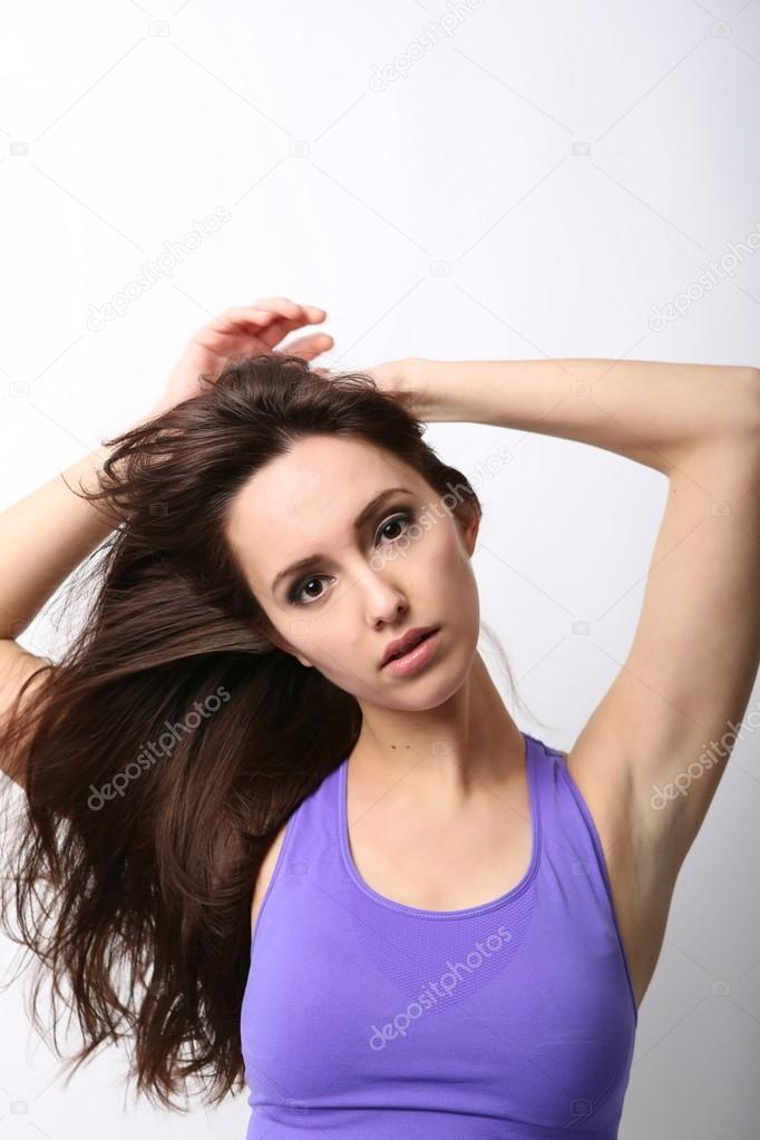 Beauty Girl portrait with long Hair.