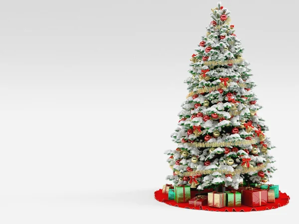 Árbol de Navidad con adornos coloridos, aislado en blanco — Foto de Stock