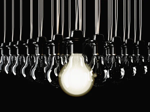Illuminated fluorescent light bulbs — Stock Photo, Image