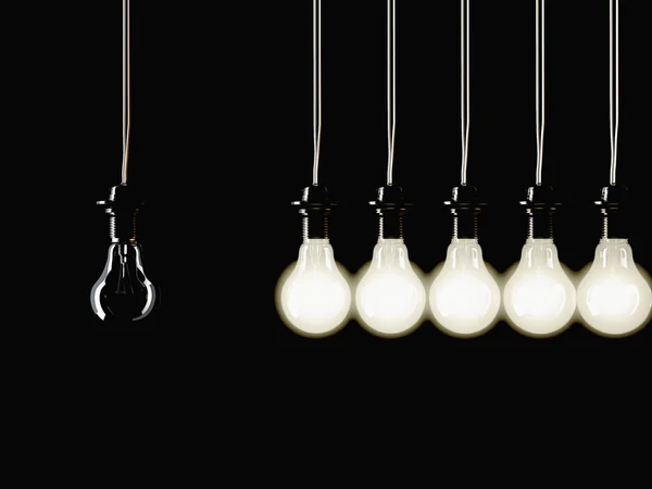 Illuminated fluorescent light bulbs — Stock Photo, Image