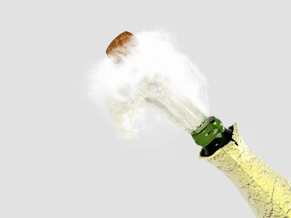 Spatten champagne fles — Stockfoto