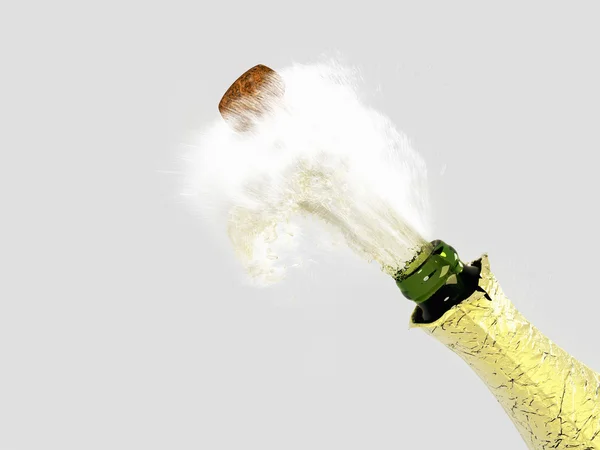 Spatten champagne fles — Stockfoto