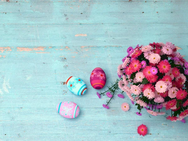 Hand-målade påskägg med tulpaner — Stockfoto