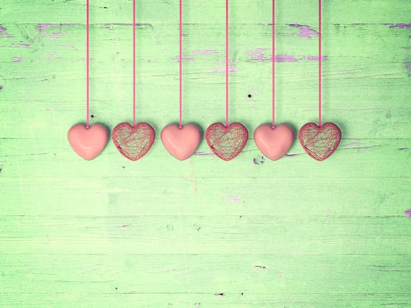 Red heart on wooden background — Stock Photo, Image