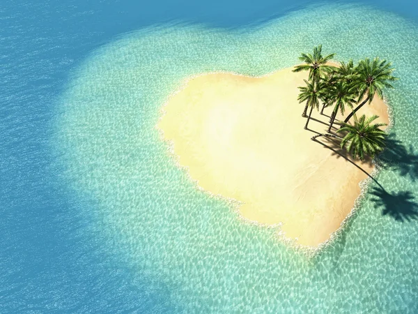 Illustration landscape of  heart island — Stock Photo, Image