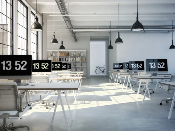 Computer en laptop op de werkplek. 3D-rendering — Stockfoto