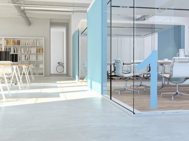 Bilgisayar ve dizüstü çalışma yeri. 3D render