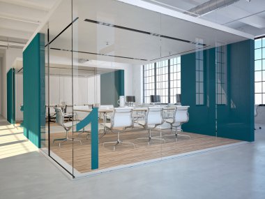 Bilgisayar ve dizüstü çalışma yeri. 3D render