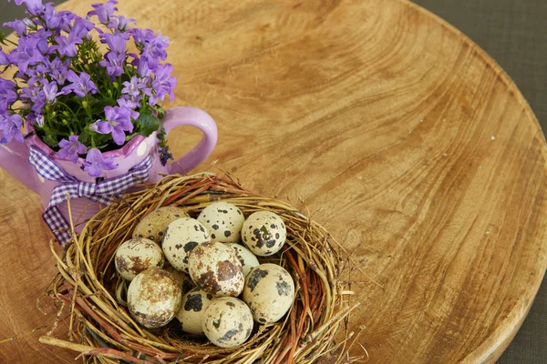 Easter eggs on wooden background — Stock Photo, Image