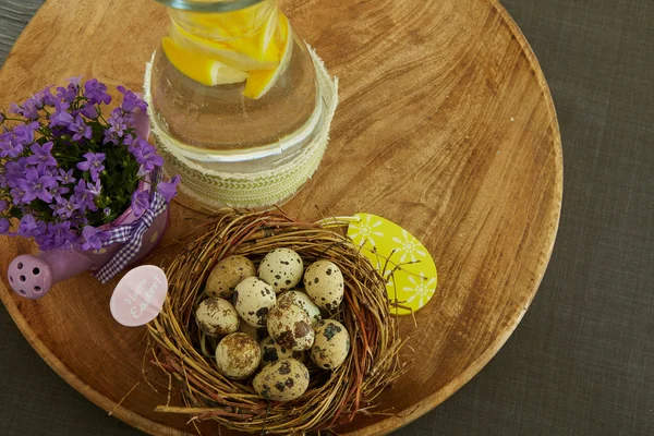 Easter eggs on wooden background — Stock Photo, Image