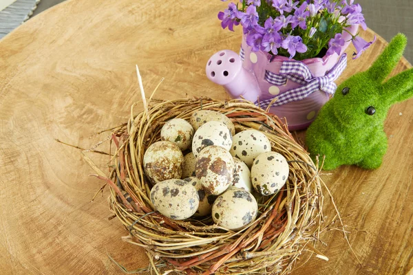 Easter eggs on wooden background — Stock Photo, Image