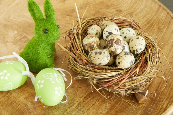 Easter eggs on wooden background — Stock Photo, Image