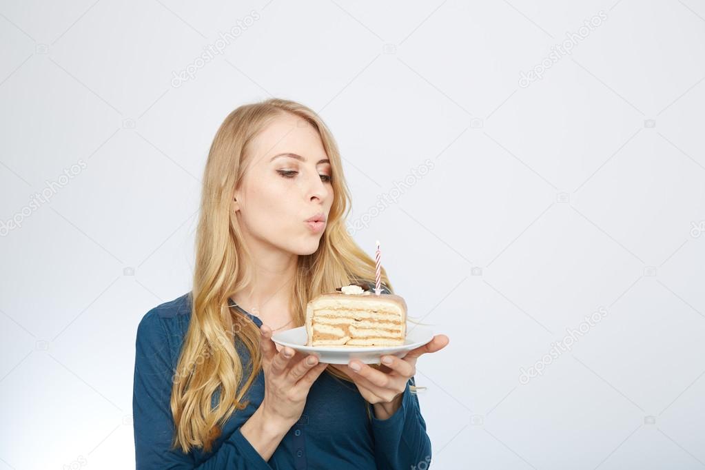 young woman with a cake