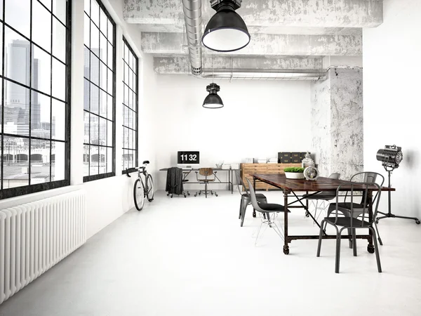 Nowoczesny przemysłowe loft. renderowania 3D — Zdjęcie stockowe