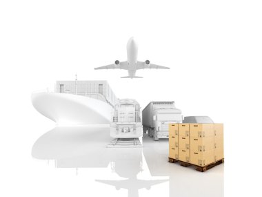 different types of cargo. 3d rendering clipart