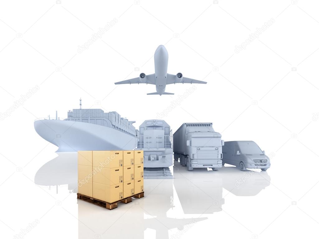 different types of cargo. 3d rendering