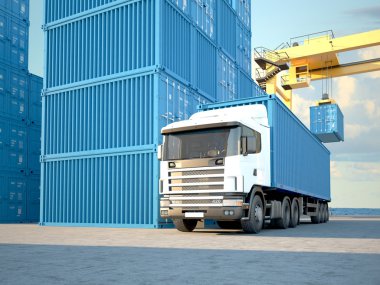 Konteynerler kamyon. 3D render