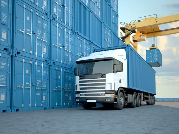 Truck with containers. 3d rendering — Stock Photo, Image