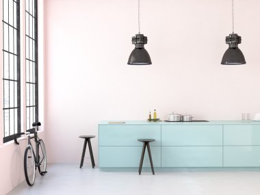 Modern çatı katı. 3D render