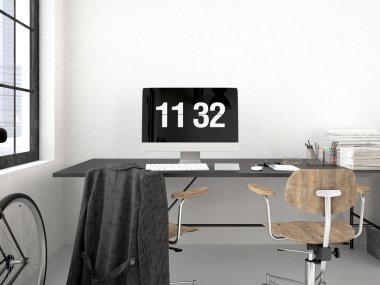 Endüstriyel çatı katı. 3D render