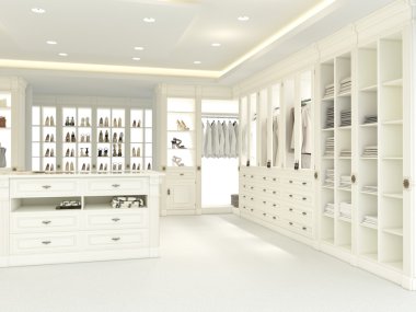 büyük beyaz gardrop. 3D render