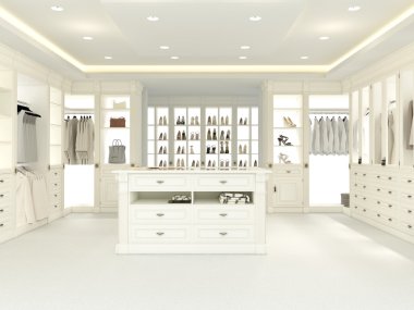 large white wardrobe. 3d rendering clipart