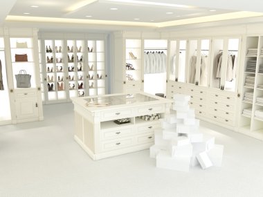 büyük beyaz gardrop. 3D render
