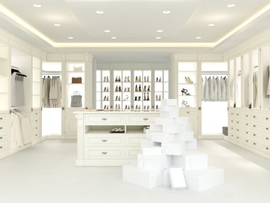 büyük beyaz gardrop. 3D render