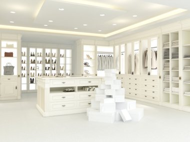 büyük beyaz gardrop. 3D render