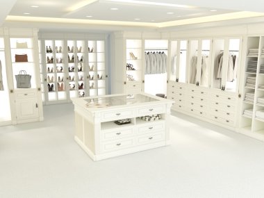 büyük beyaz gardrop. 3D render