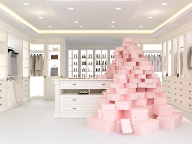 büyük beyaz gardrop. 3D render
