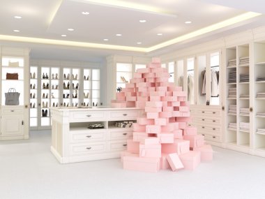 büyük beyaz gardrop. 3D render